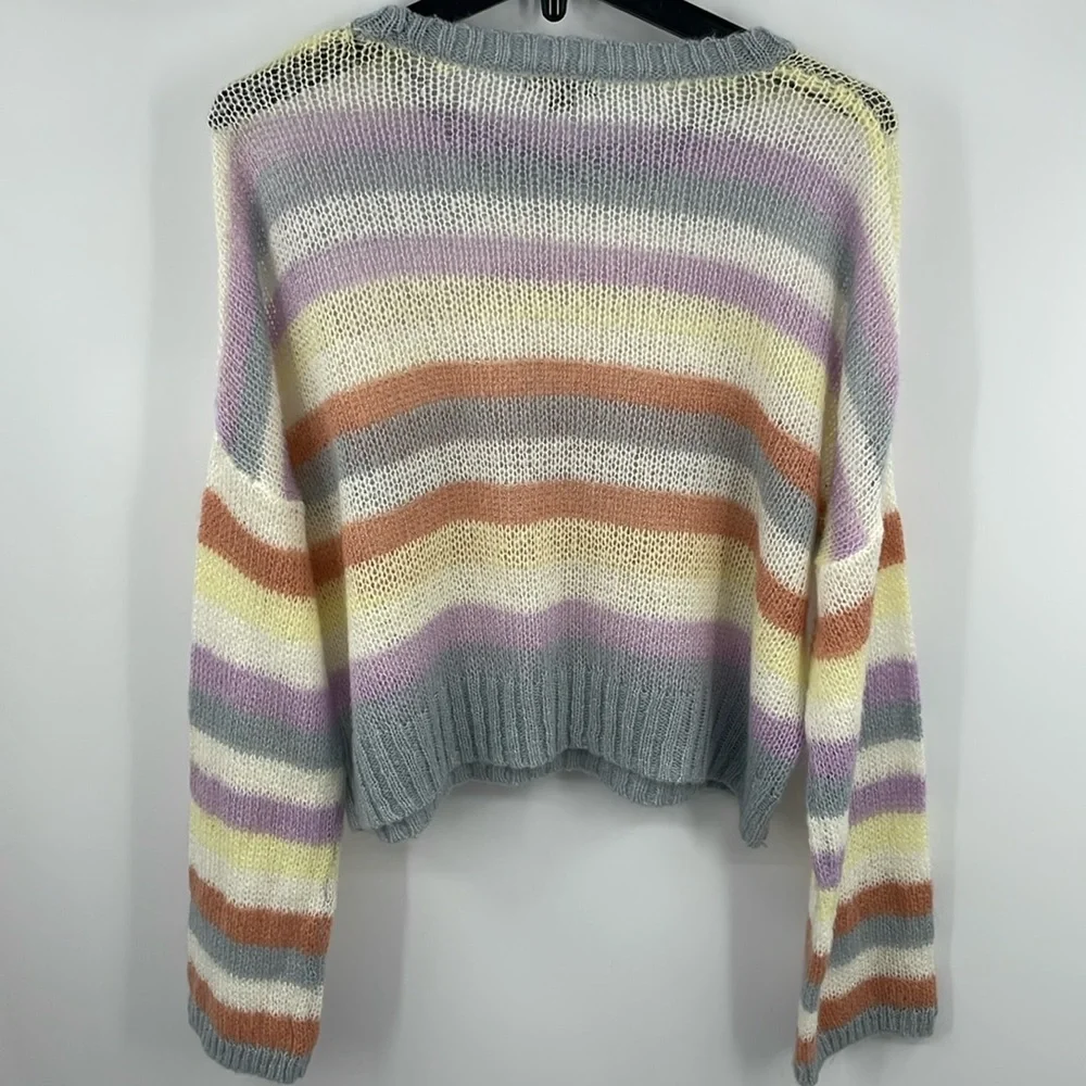 Wild Fable Pastel Striped Lightweight Cropped Sweater Size Large